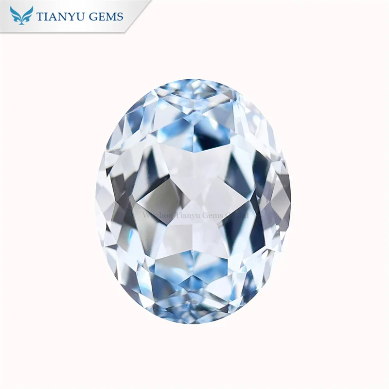 Tianyu Gems  8*12mm 4.5ct Oval Cut Lab Grown Sapphire Sea Blue Loose Stone Wholesale