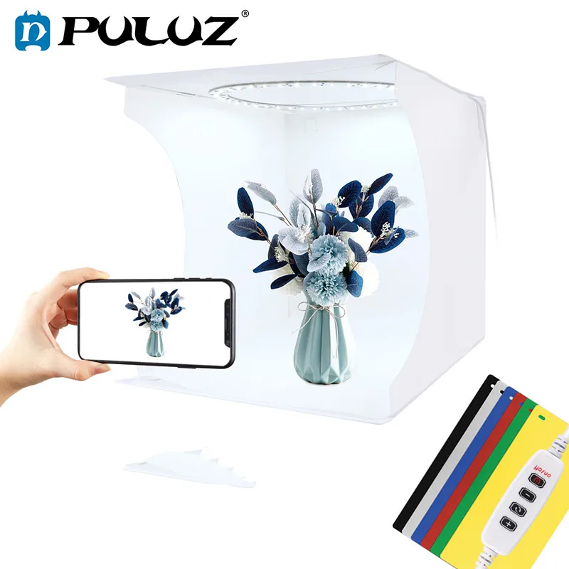 

PULUZ 30cm Mini Softbox Foldable Photo Studio Accessories Photography LED Ring Lightbox Studio Shooting Tent & 6 Color Backdrops