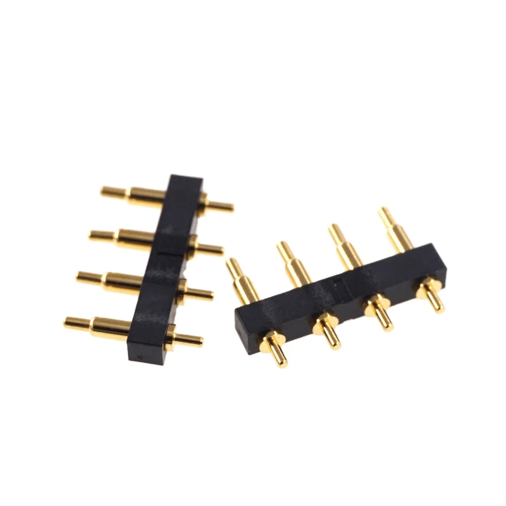 

Spring-Loaded Pogo Pin Connector 4 Pin 4.0 mm Pitch Vertical Through Holes Height 8.0mm PCB Male Header Spring Contact