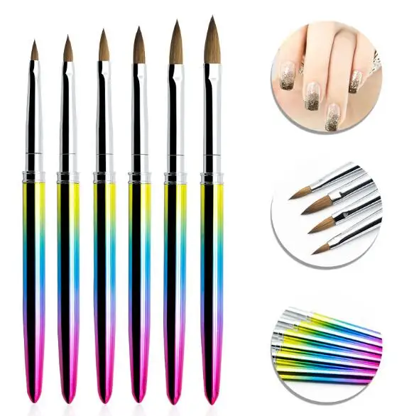 

Kolinsky Acrylic Nail Art Brush for Acrylic Powder Manicure Pedicure, Nail Art printing Brush, Rainbow color/customized