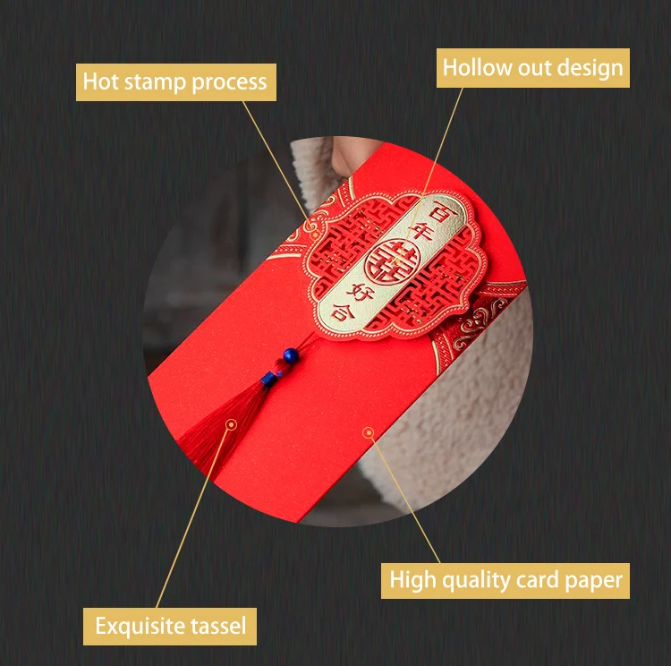 Custom Elegant Design 2020 Chinese Red Envelope Handicraftfor Making Paper Cut Wallet Red Packet