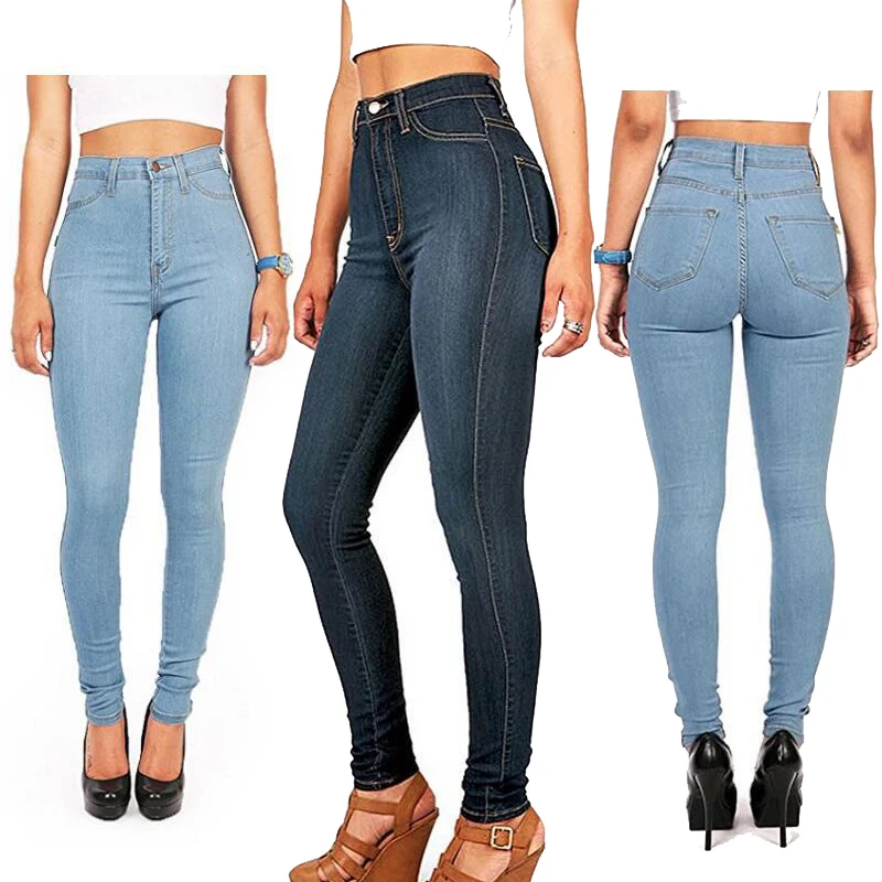 

Custom High Waist Ladies Skinny Woman Jeans Mujer Simple Style Plus Size Women Denim Pencil Pants Women's Jeans