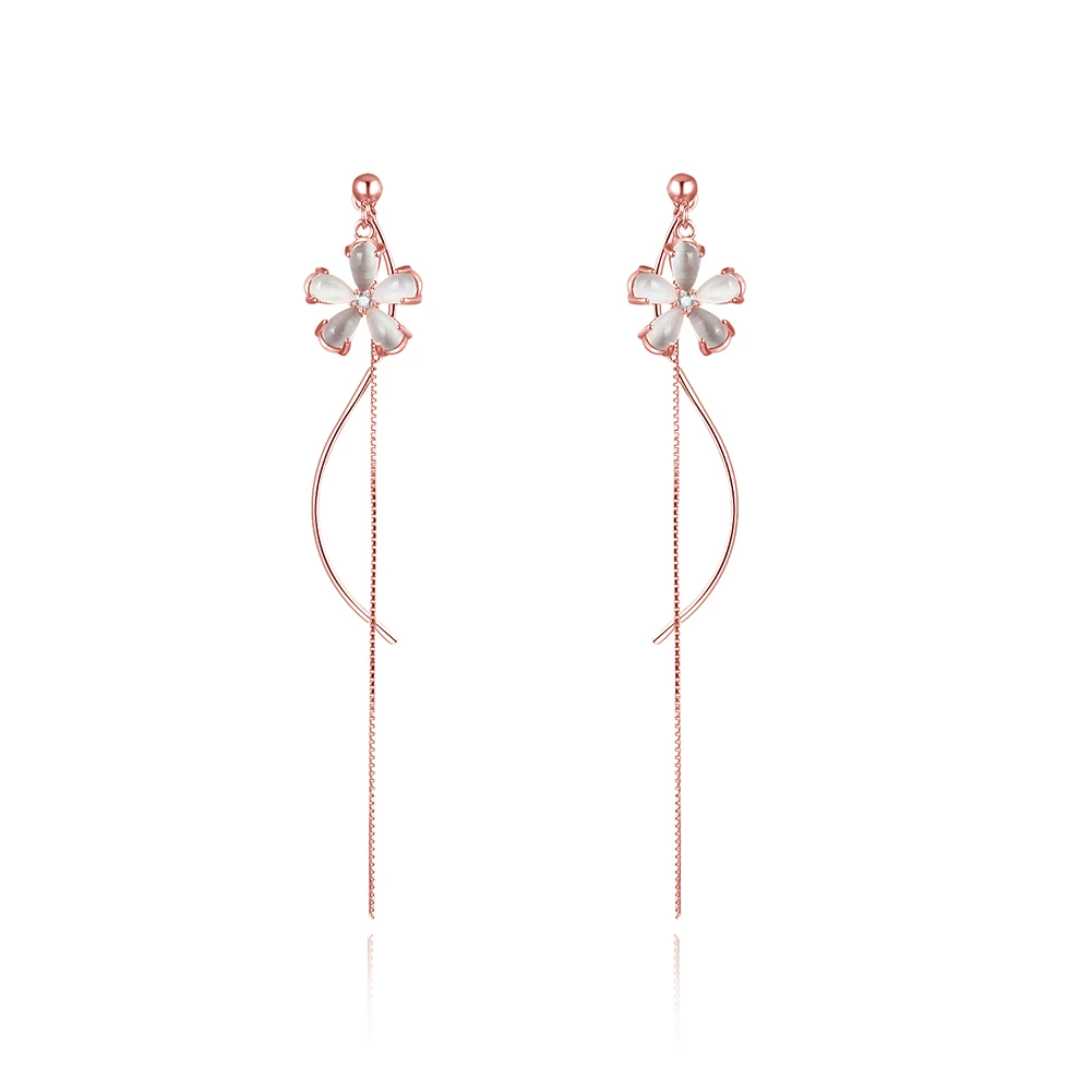 

RINNTIN EQE20 Unique design korean jewelry 925 sterling silver rose gold flower earrings for women 2020