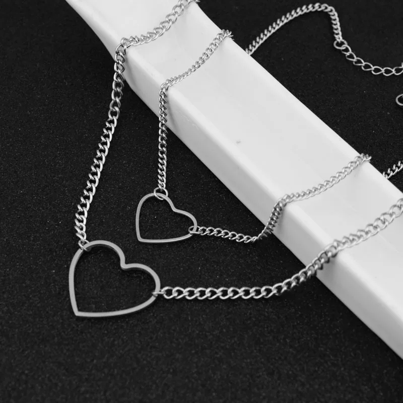 

Personalized popular Heart design pendant stainless steel asymmetric chain necklace for women