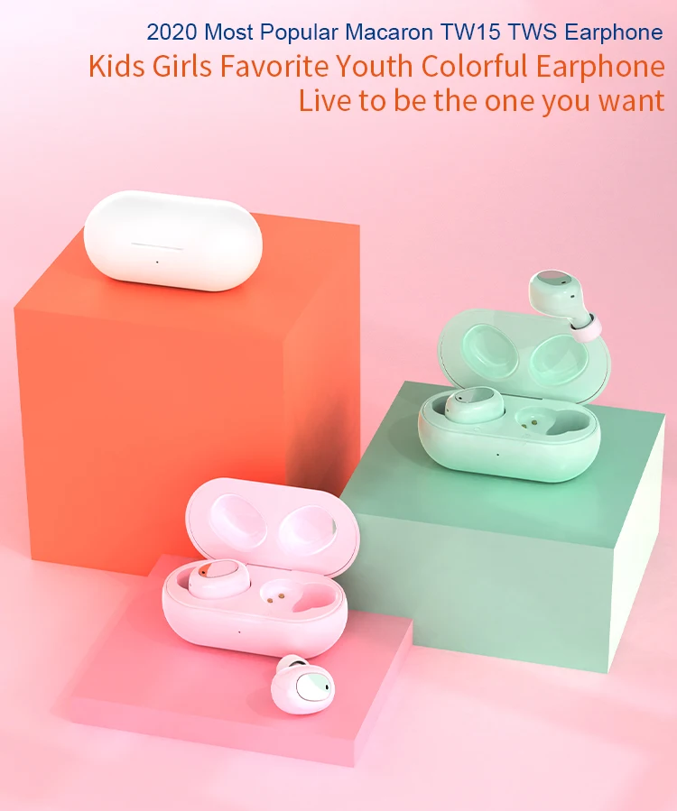 Amazon top seller wireless bluetooh headphone TWS marcaron portable earbuds TW15 - ANKUX.COM