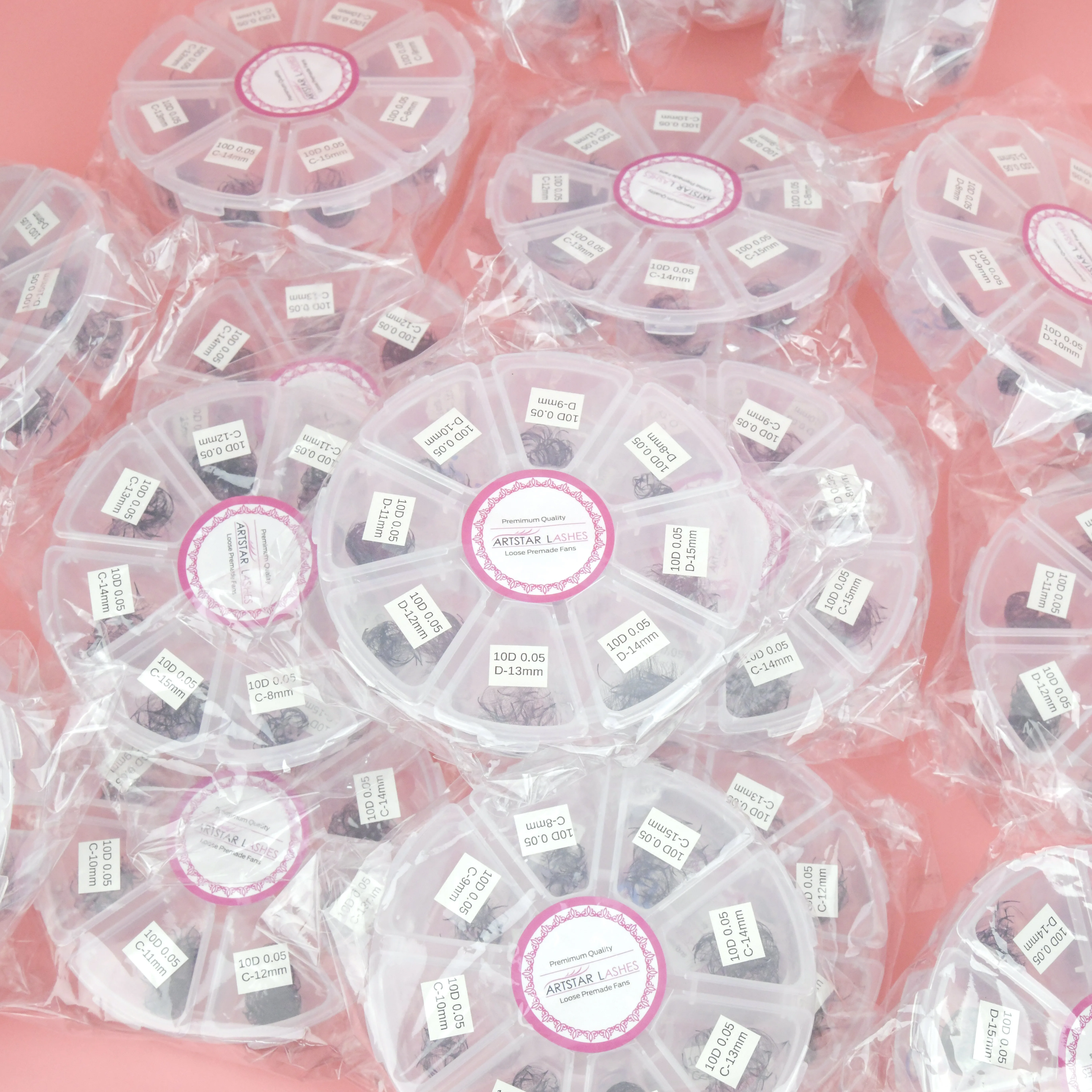 3D-20D 0.05 Cashmere Promade Volume Lashes Fan 500 Short Stem Premade Fan Eyelash Extension Loose Promade Fans