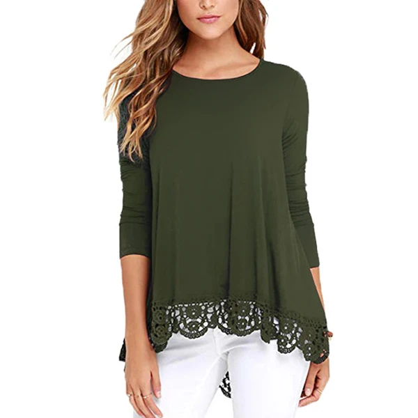 

Wholesale Long-Sleeve Top ladies tops High Quality Women Long Sleeves Autumn New European And American lace T-shirt Top