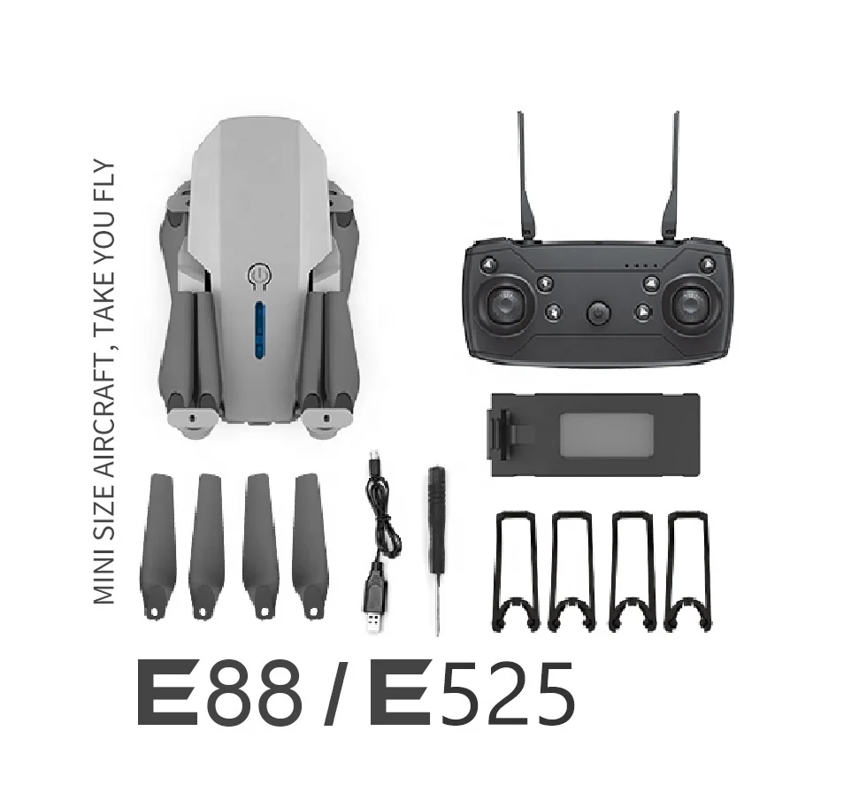 

Cheap and reliable E88 Brushless UAV Foldable GPS 15 Minutes Flight time Clear Image Zoom Altitude hold Drone for Hobby, Black,grey