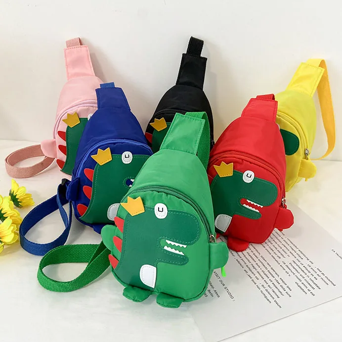 

Wholesale personality nylon cute cartoon dinosaur chest bag children's crossbody bag for kids