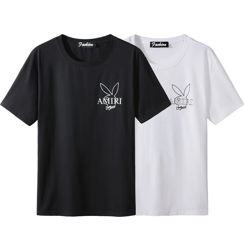 

Summer new casual t-shirt rabbit print youth round neck short sleeve Amiry men's t-shirt stock t-shirt