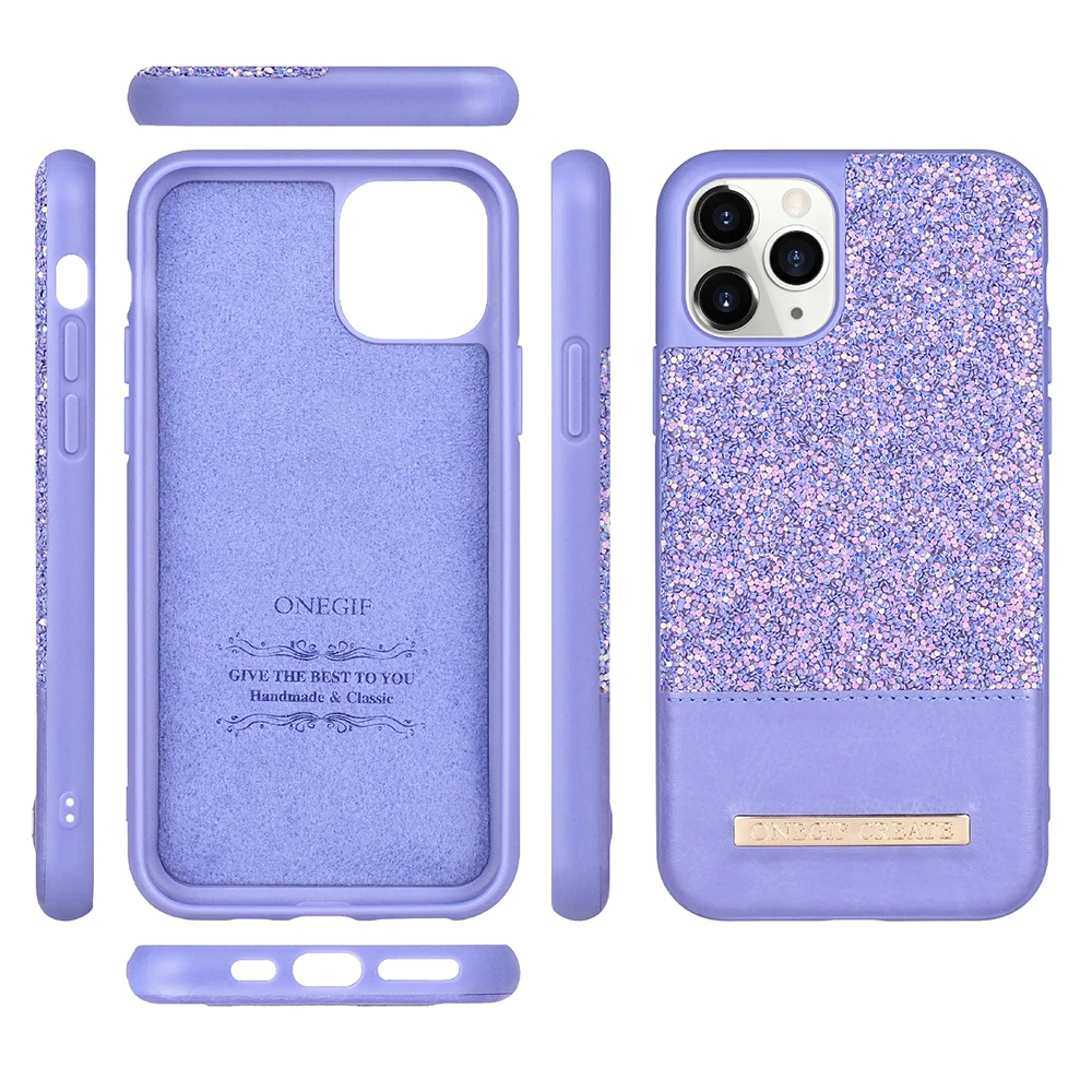 

PULOKA Luxury Leather Diamond Phone Case for iPhone 12 Pro max Case Leather Glitter Case