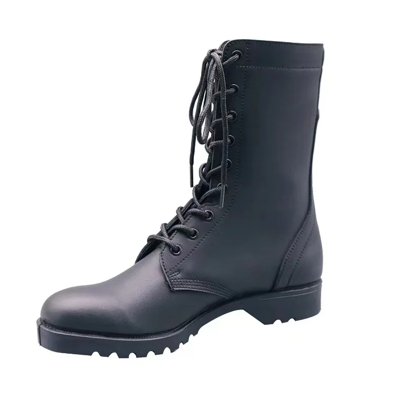 

Custom Molded Sole Military Tactical Boots Black Leather Army Strong Combat Boots For Men