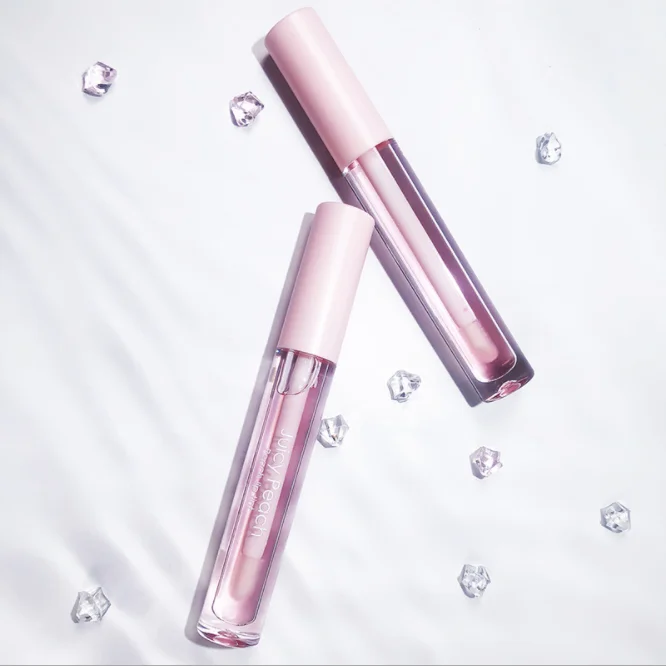 

Wholesale Without Logo Cherry Blossom Girl Light Pink Transparent Lip Gloss Lasting moisturizing lip oil Print Your Own Label, Customization welcome