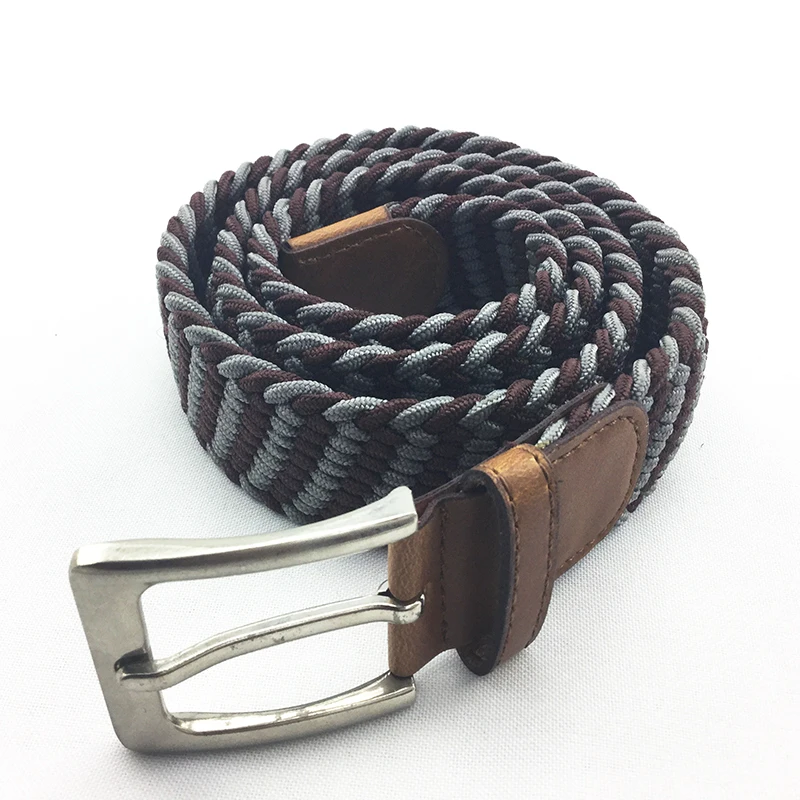 热卖复古休闲合金扣男士编织弹力松紧腰带
