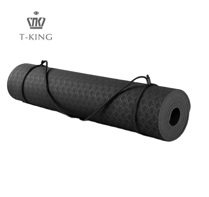 

TKing Eco-friendly Fitness Design Custom Printed Logo Label Thick 6mm Anti Non-slip Tpe Yoga Mats With Carrying Strap, Customized color