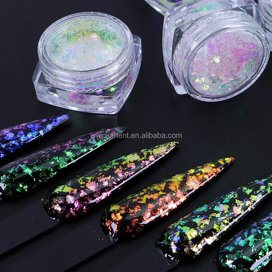 

New 6 Colors Chameleon Flakes Powder Nail Art Chameleon Nail Powder Chameleon Glitter Powder