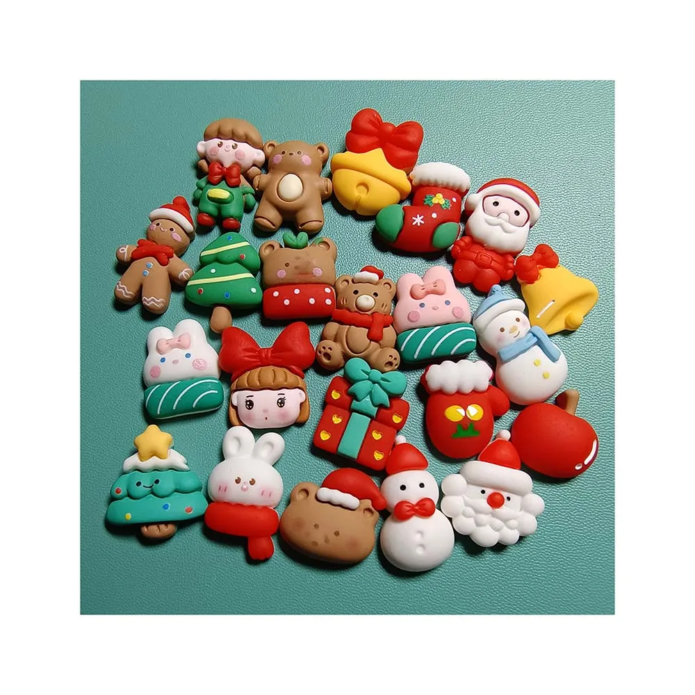 Christmas Decoration Supplies Various Style Flatback Resin Charms Cabochons for Christmas Tree Ornaments