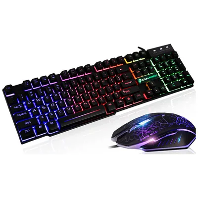 

New Gaming Keyboard and Mouse Set Luminous Desktop Computer Gamer Water Resistant Mechanical Keyboard Mouse Combo