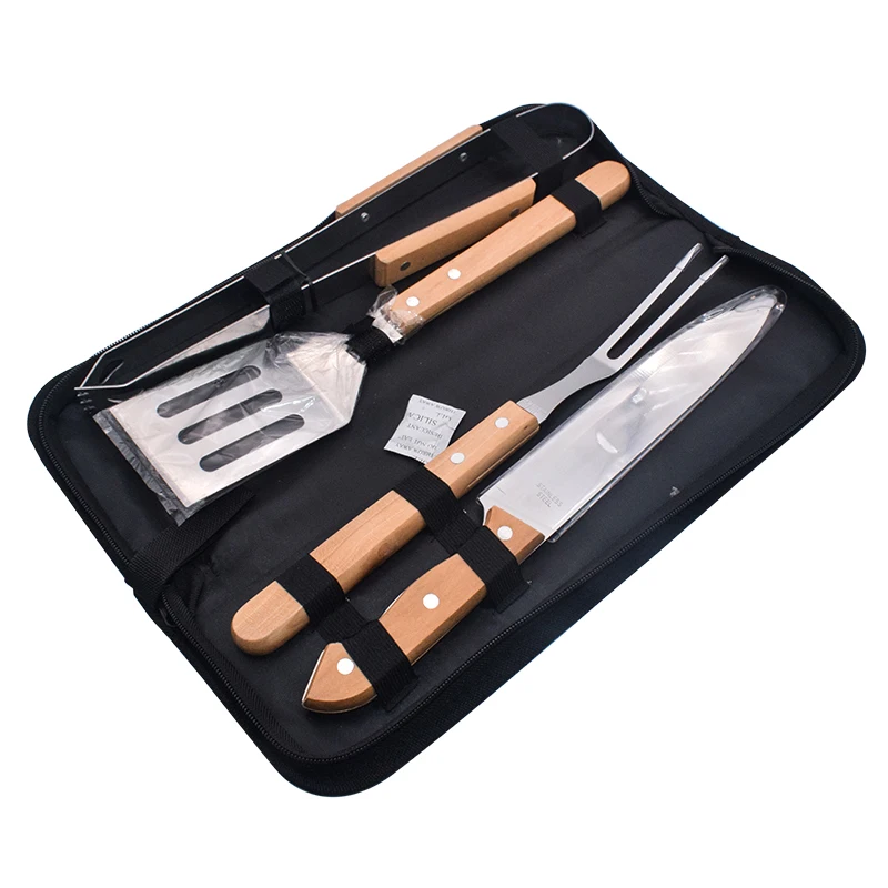 Bbq Set Of Fork Knife Wood Cutting Board For Barbecue 2pcs Bbq Tool Set