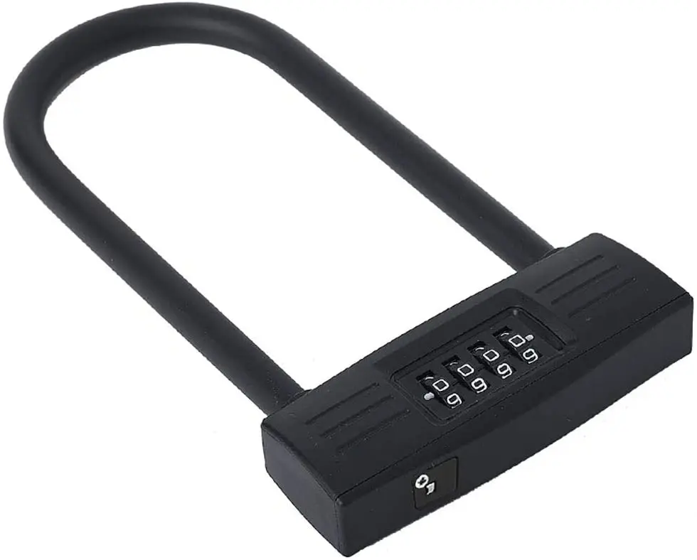 

U-Type Anti-Theft Security Coded Lock 4 Digit Combination Password Bicycle Motorcycle Lock, Black