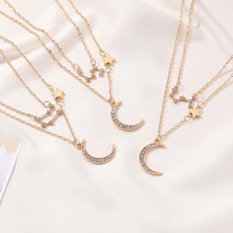 

Star Moon Plating Cz Horoscope Zodiac Pendant Necklace