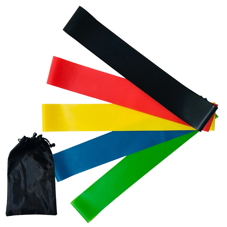 

Low price durable natural latex black workout resistance bands for set of 5, Black blue green yellow red