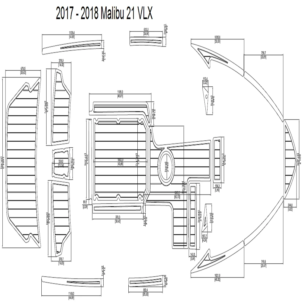 

2017 - 2018 Malibu 21 VLX Swim Step & Cockpit Pad Boat EVA Teak Decking 1/4" 6mm