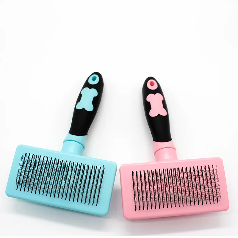 

Pet Dog Hair Gilling Beauty Handle Grooming Slicker Trimmer Comb Brush Pet Cleaning Tools Supplies Product Dropshipping, Pink,blue