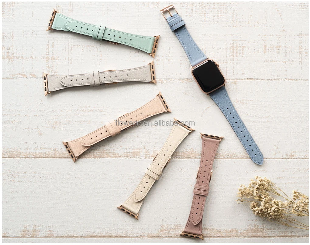 

Handodo Premium High Quality Genuine Leather Slim Floater Yellow Watch Strap 38mm 40mm 42mm 44mm for Apple Watch Series 6 se