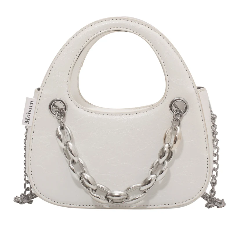 

Sac A Main Famous Brands Ladys Hand Bags Designer Luxury White Pu Leather Crescent Handbag for Women