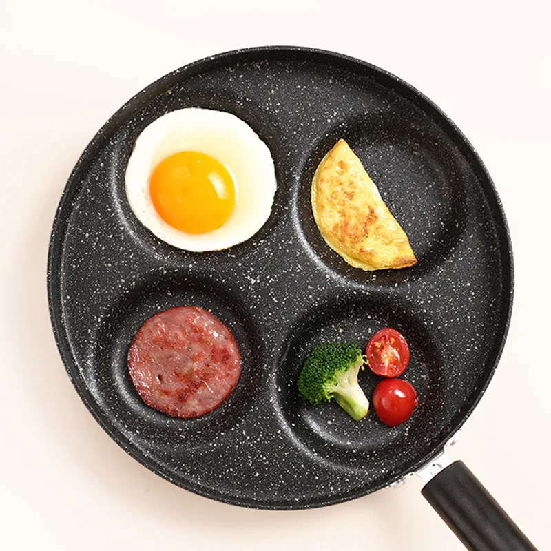 

Four-hole Flat bottom Non-stick Omelette Pan Egg Pan, Balck