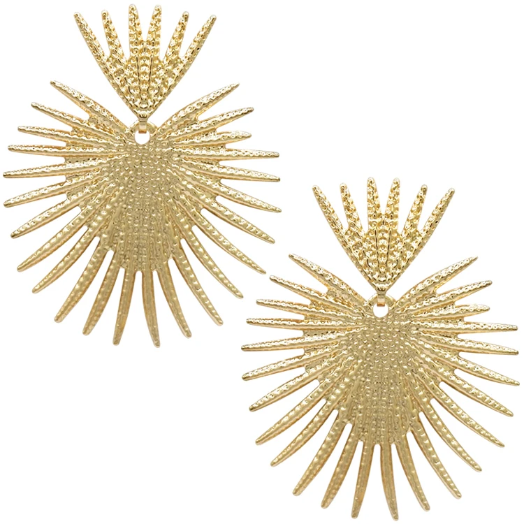 

custom gold statement Retro Heart Earrings Fan-shaped Exaggerated Geometric Fringe drop Earrings for women jewelry 2021
