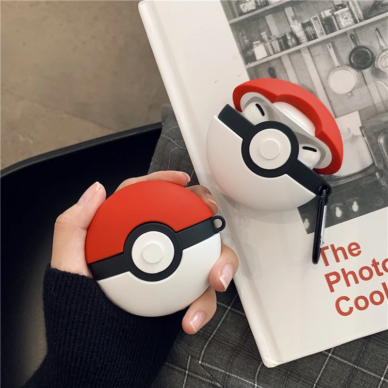 

Anime Poke Ball Game player Silicone 3D Headphone Case For Airpods Pro For Airpods 1 2 Earphone Cover, Red