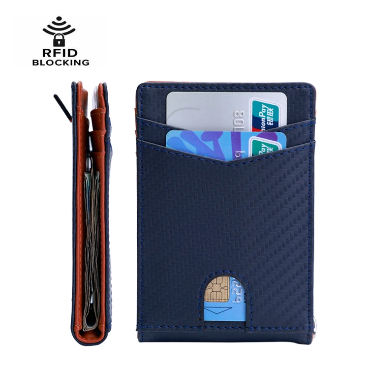 

Custom mens slim wallet with money clip austin rfid carbon fiber money clip wallets leather men blue wallet money clip