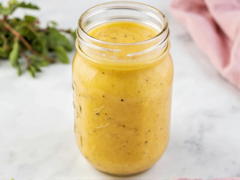 Homemade thousand island dressing in mason jar with herbs