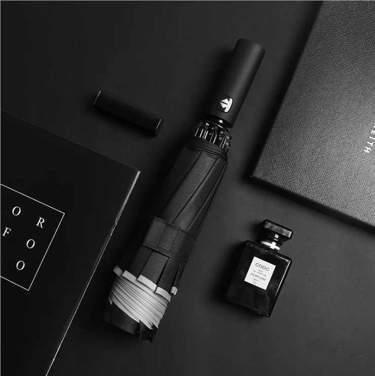 
Business gifts 3 fold Reverse Reflective light Automatic umbrella with Customer logo printing 