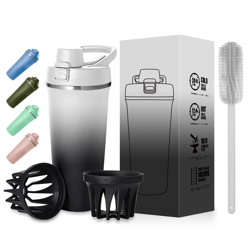 

Customized Logo Stainless Steel Single Wall Protein Shaker Cup Shakes Blender Water Bottles with Wire Whisk for Workout