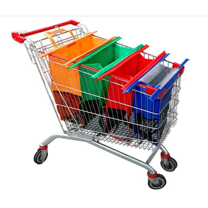 

Detachable Foldable Heavy Duty 4 Pack Reusable Grocery Cart Bags Cooler Shopping Bag