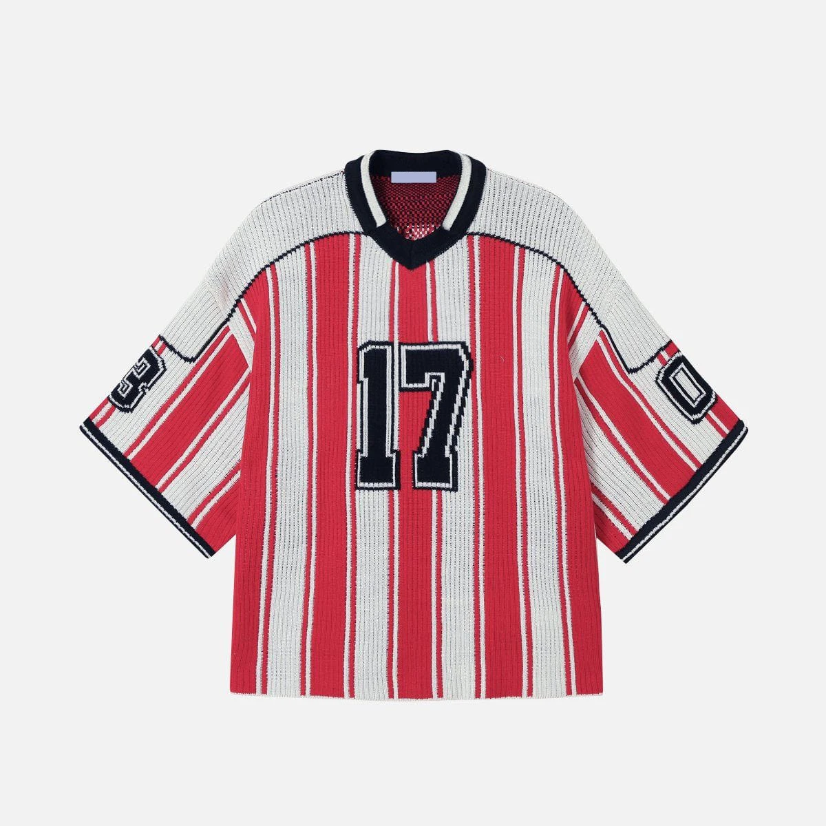 Custom Women's V-Neck Jacquard Pullover Top Y2K Retro Knit Soccer Jersey Oversized Streetwear Sweater Knitwear