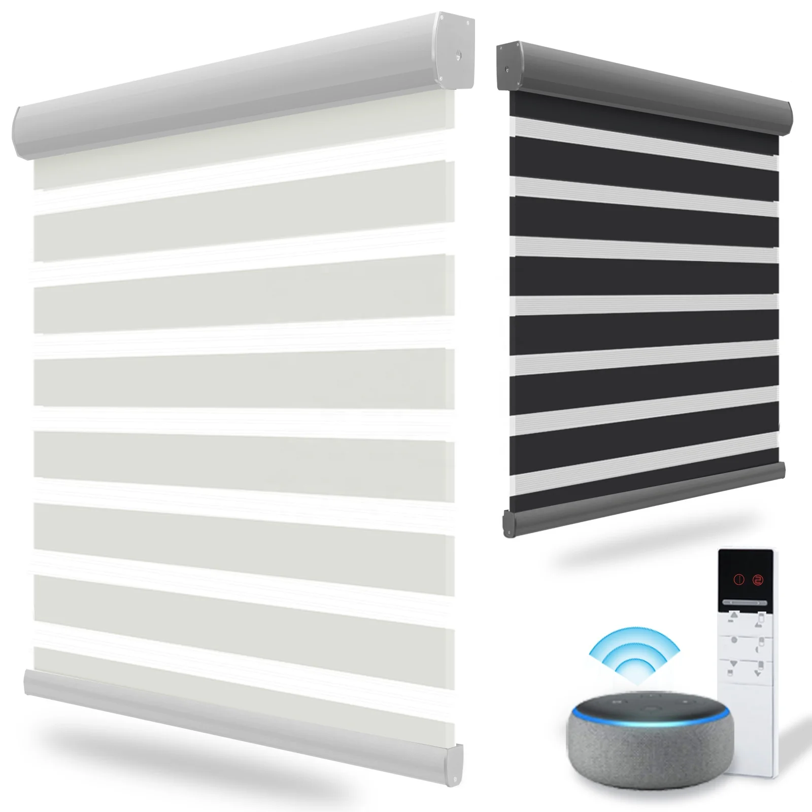 Smart Electric Zebra Blind Motorized Zebra Curtain Roller Blinds for Window Curtain Zebra Shades Blinds Compatible with Alexa