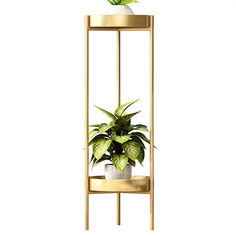 

Modern Nordic Designs Iron Metal Gold Tall Flower Stand Floor Pot Plants Rack Plant Stand for Balcony Indoor Home Furniture, Picture shows