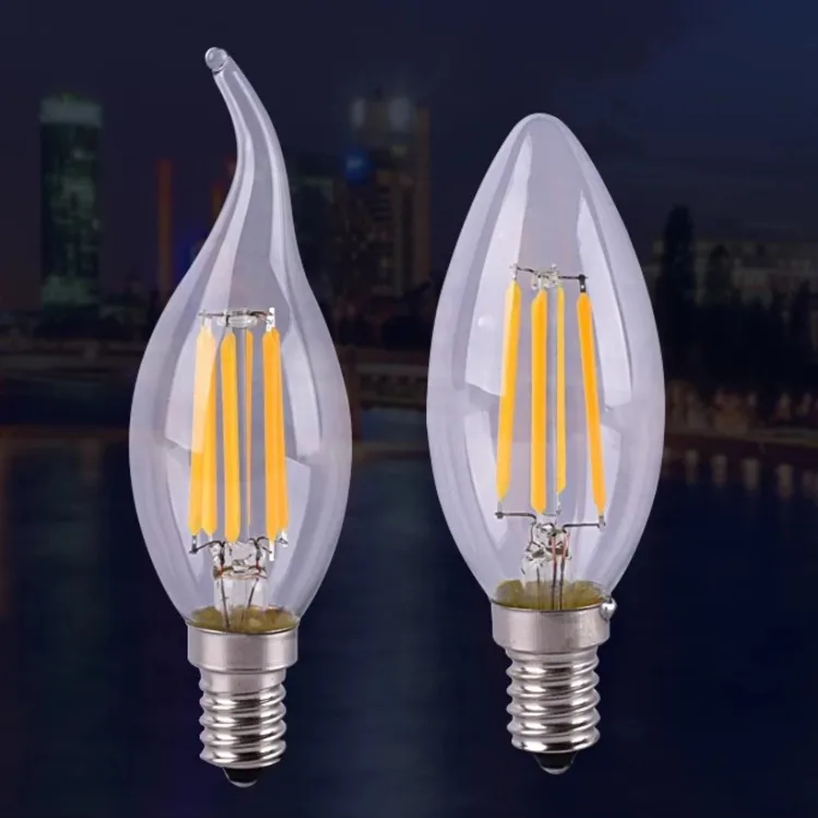 led filament candle bulb c35 e12 led light bulb candle e14 dimmable led candle bulb