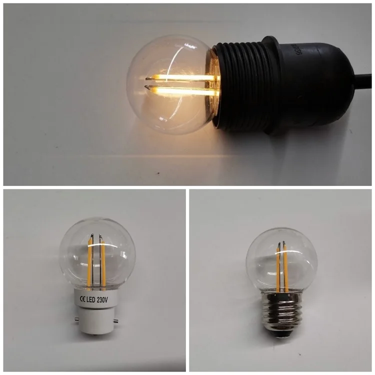 OEM 2W 220V Decoration vintage lamp dimmable led filament bulb b22 G45 led light colors