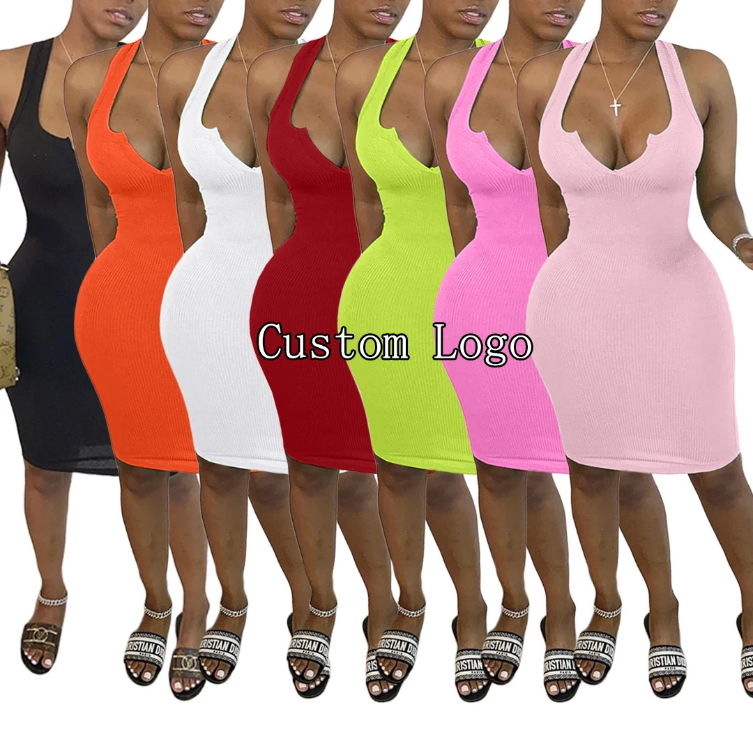 

Custom Logo 2021 Plus Size Summer Night Party Dresses For Woman Club Long Maxi Bodycon Dresses