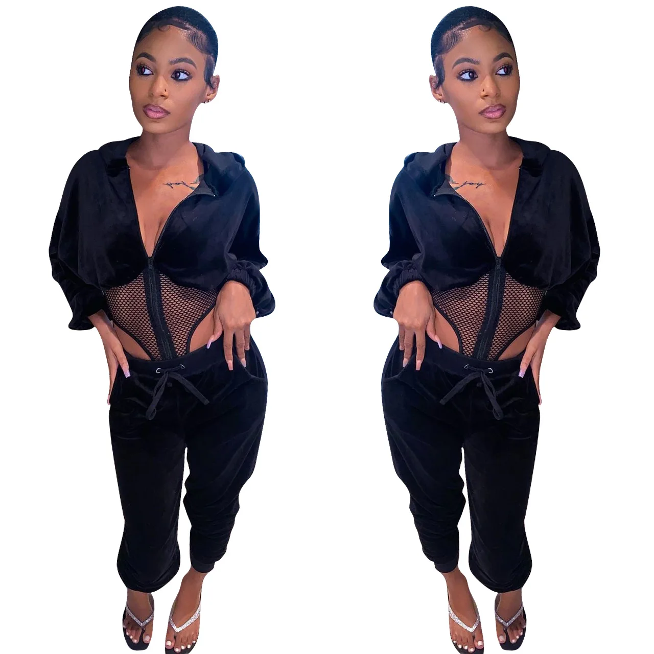 

FE-178 New Fashion Gold Velvet Female Splicing Net Yarn Female Suit Leisure Coast Office