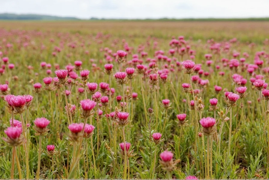 Red clover Savannah plant showing characteristic pink flower heads and trifoliate leaves