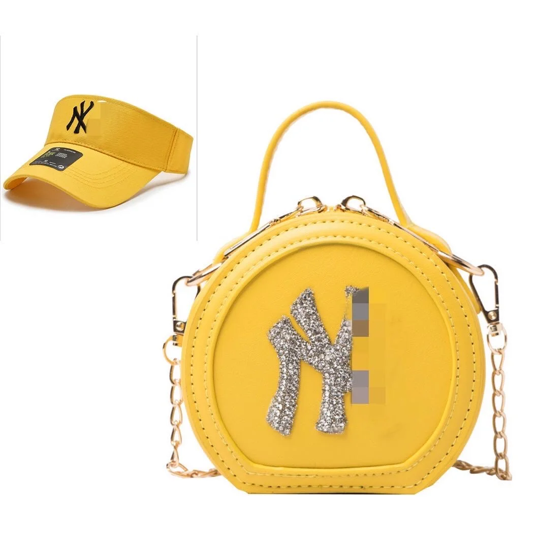 

2021 New Trends Mini Round Bags Visor and Purses Set Ladies Handbags Women Luxury Purse Round Hand Bags Women, 6 colors