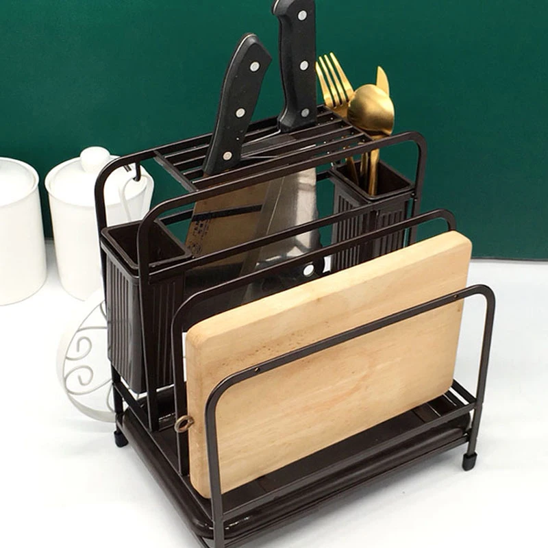 

Kitchen utensil storage racks iron knife cutting board pot lid chopsticks cage integrated storage rack