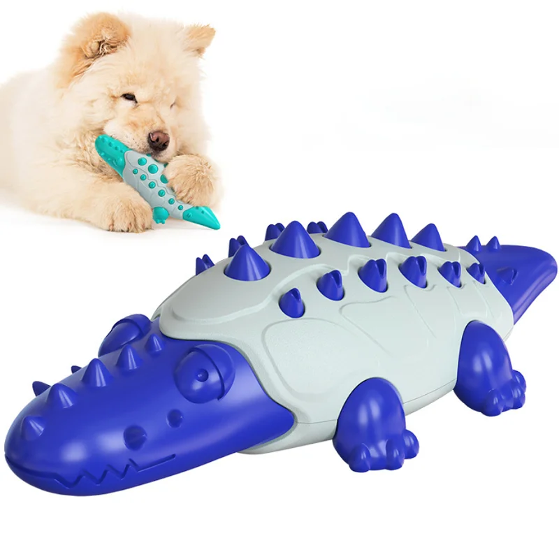 

New Arrival Low MOQ Bite Resistant Crocodile Indestructible Eco Friendly Dog Toys For Aggressive Chewers, Lake blue,yellow,green,blue,chocolate