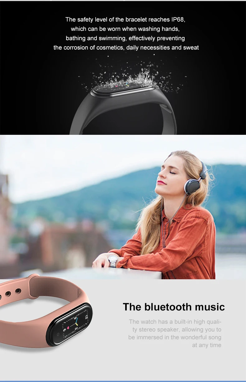 
2020 New fitness tracker mi smart bracelet waterproof m5 smart band 5 for ios android 